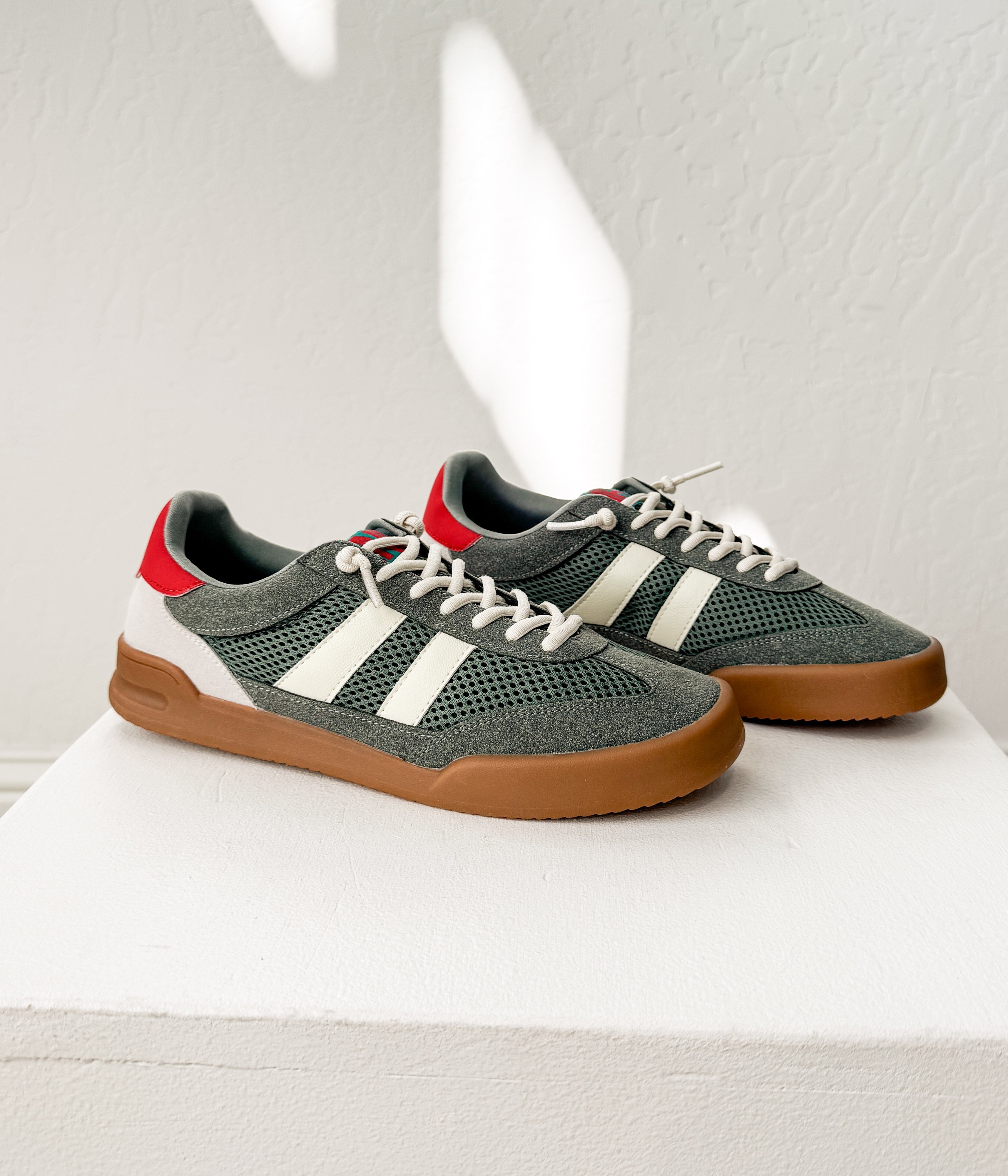 Lifestyle photo showing Brita Sneaker in Green in use - Naughty Monkey