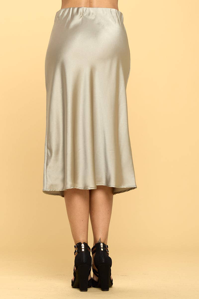Product view 5 - Made in USA Solid Satin Midi Skirt - Sadie's Shop