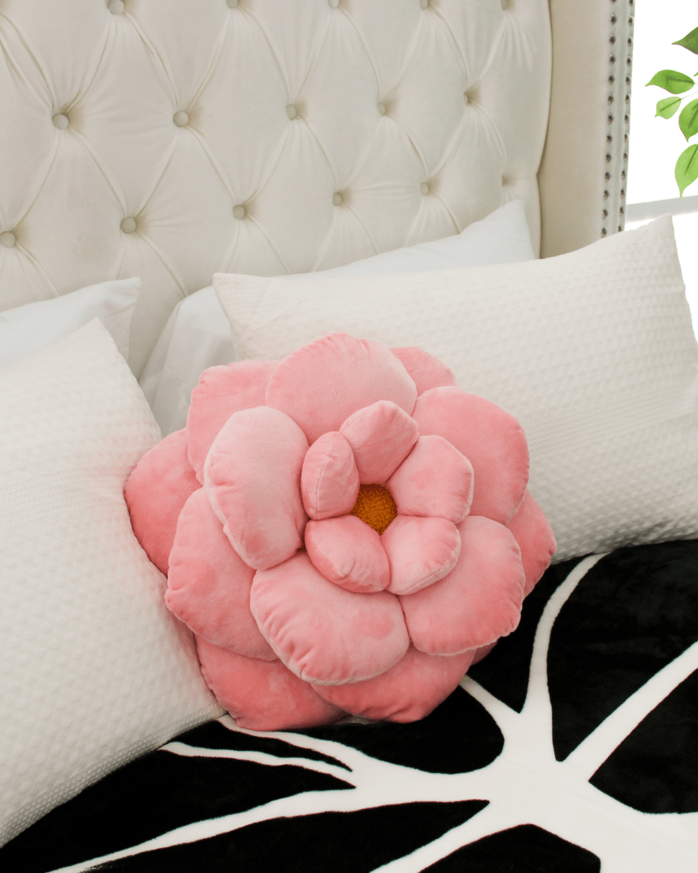 Product view 7 - Camellia Plush Flower Pillow - Green Philosophy Co.