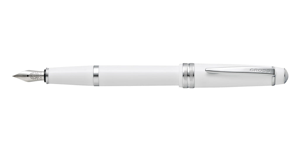 Lifestyle photo showing A.T. Cross Bailey Light Polished White Resin Fine Nib Fountain Pe in use - A.T. Cross