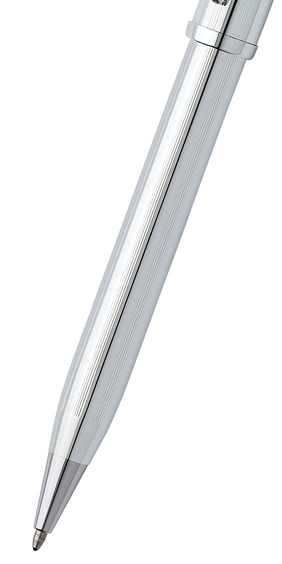 Close-up detail showing quality craftsmanship and materials - A.T. Cross Century II Lustrous Chrome Ballpoint Pen - Comfor