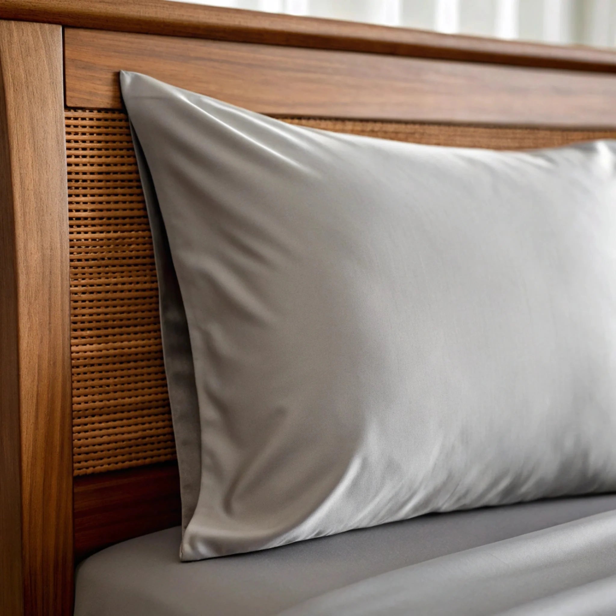 Lifestyle photo showing Copper Infused Bamboo Pillowcase | Clean & Fresh Sleep in use - Bamboo is Better
