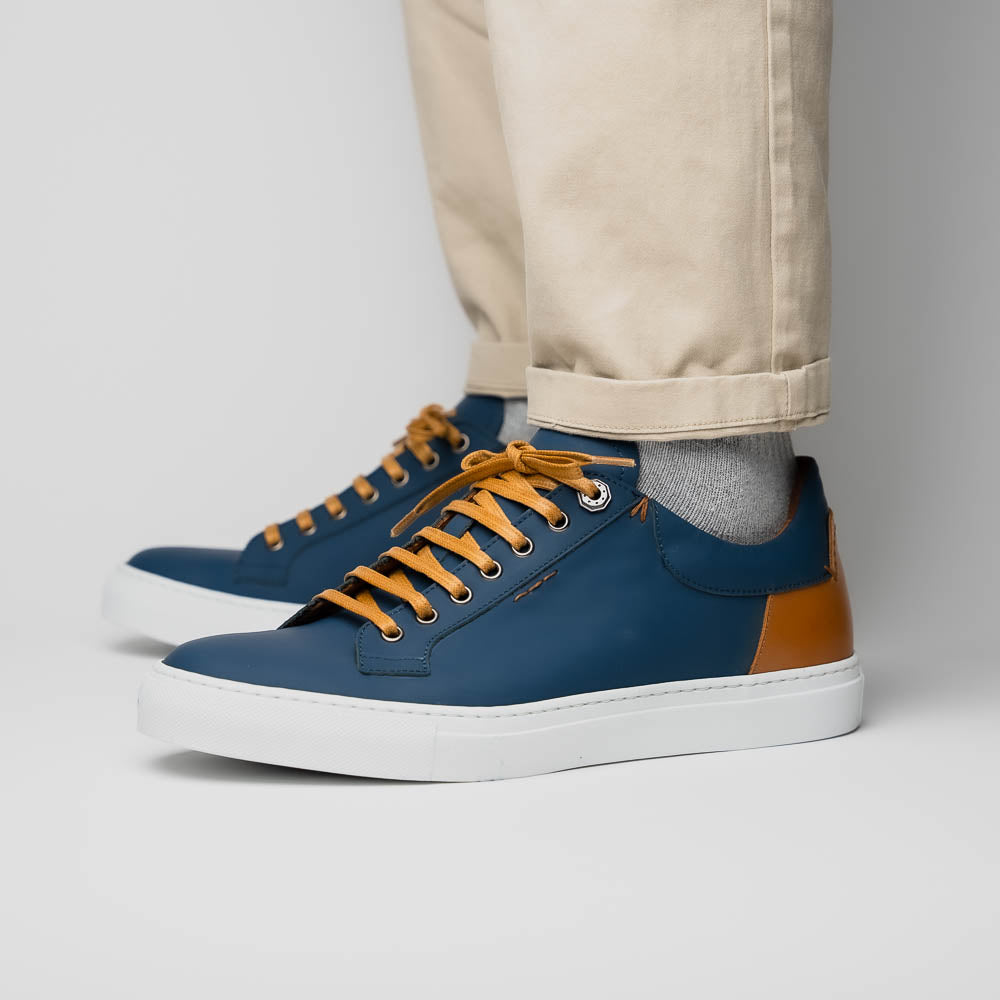 Product view 11 - 65-229-NVY Diaz Rubberized Calfskin Sneaker Navy - Zelli Italia