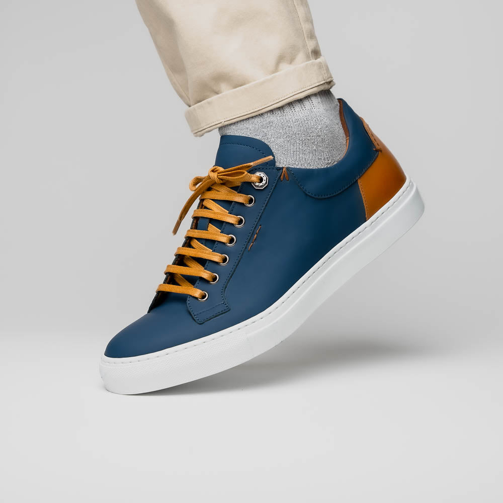 Product view 12 - 65-229-NVY Diaz Rubberized Calfskin Sneaker Navy - Zelli Italia