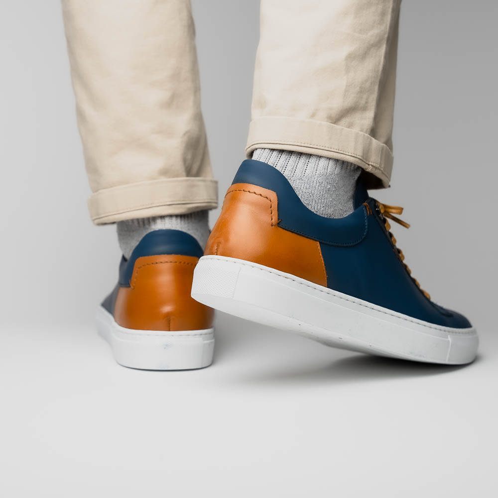 Product view 14 - 65-229-NVY Diaz Rubberized Calfskin Sneaker Navy - Zelli Italia