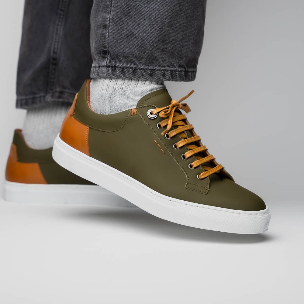 Product view 8 - 65-229-OLV Diaz Rubberized Calfskin Sneaker Olive Green - Zelli Italia