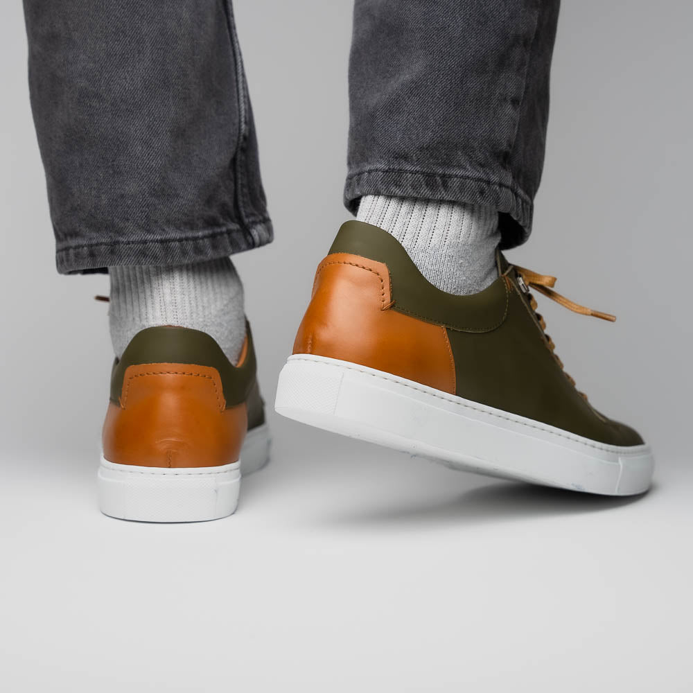 Product view 9 - 65-229-OLV Diaz Rubberized Calfskin Sneaker Olive Green - Zelli Italia