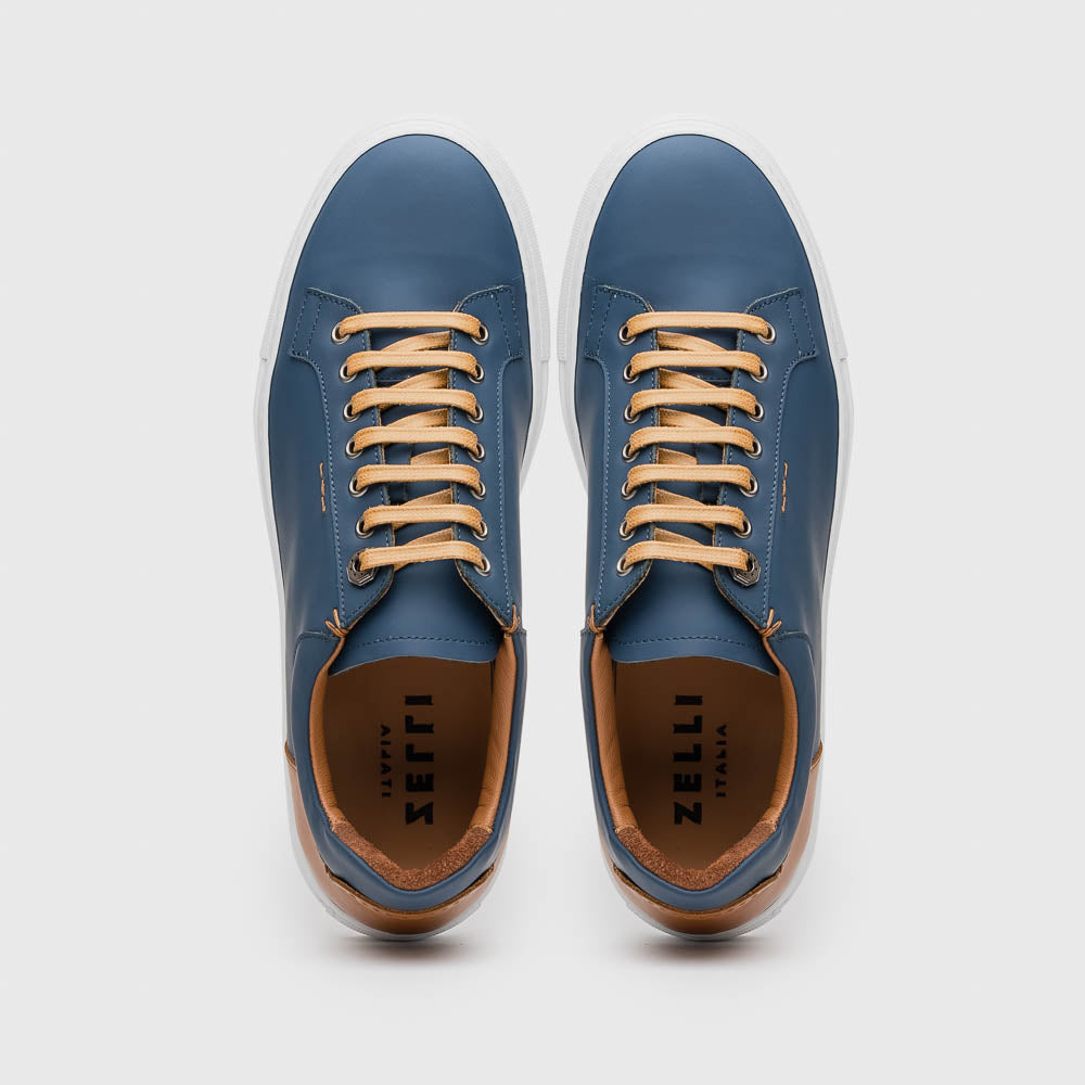 Product view 4 - 65-229-NVY Diaz Rubberized Calfskin Sneaker Navy - Zelli Italia
