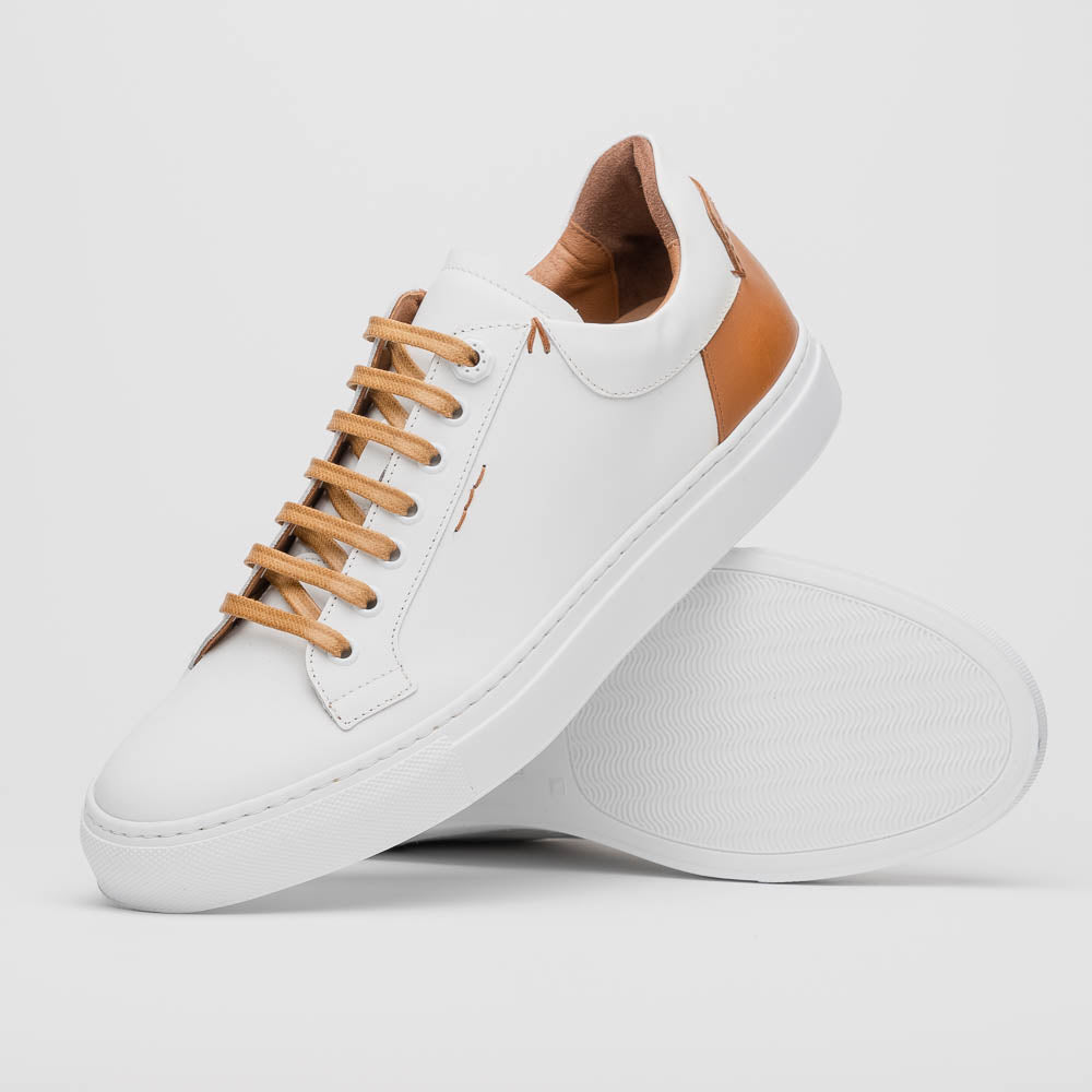 Close-up detail showing quality craftsmanship and materials - 65-229-WHT Diaz Rubberized Calfskin Sneaker White