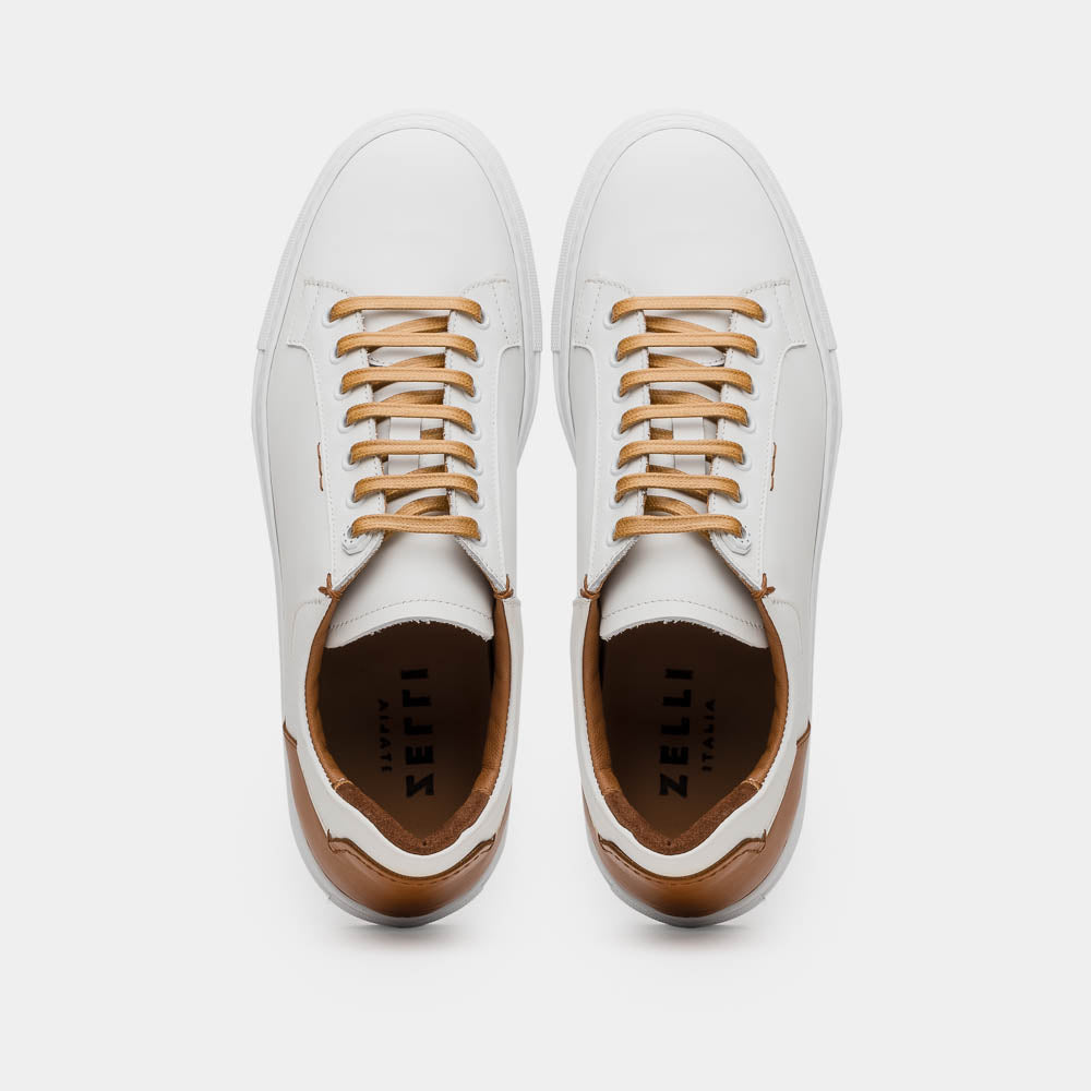 Product view 4 - 65-229-WHT Diaz Rubberized Calfskin Sneaker White - Zelli Italia