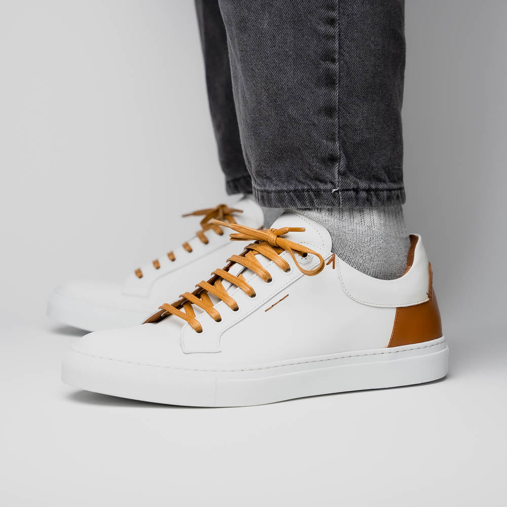 Product view 11 - 65-229-WHT Diaz Rubberized Calfskin Sneaker White - Zelli Italia