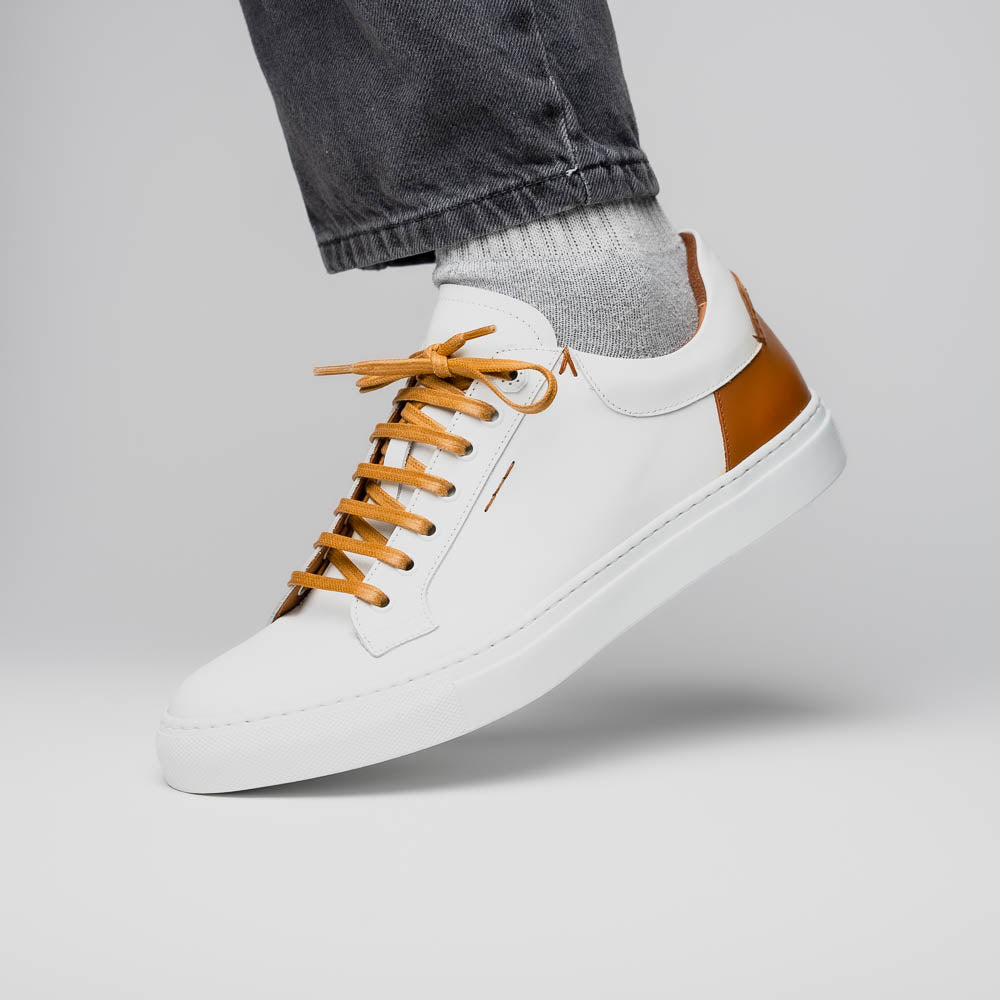 Product view 12 - 65-229-WHT Diaz Rubberized Calfskin Sneaker White - Zelli Italia