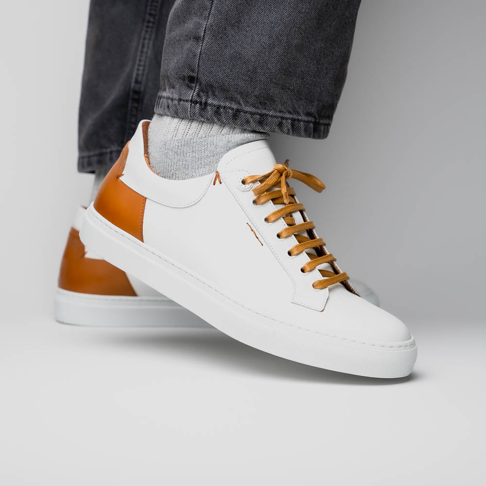 Product view 13 - 65-229-WHT Diaz Rubberized Calfskin Sneaker White - Zelli Italia