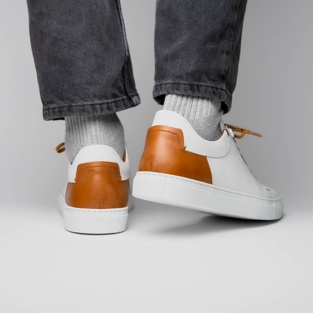 Product view 14 - 65-229-WHT Diaz Rubberized Calfskin Sneaker White - Zelli Italia