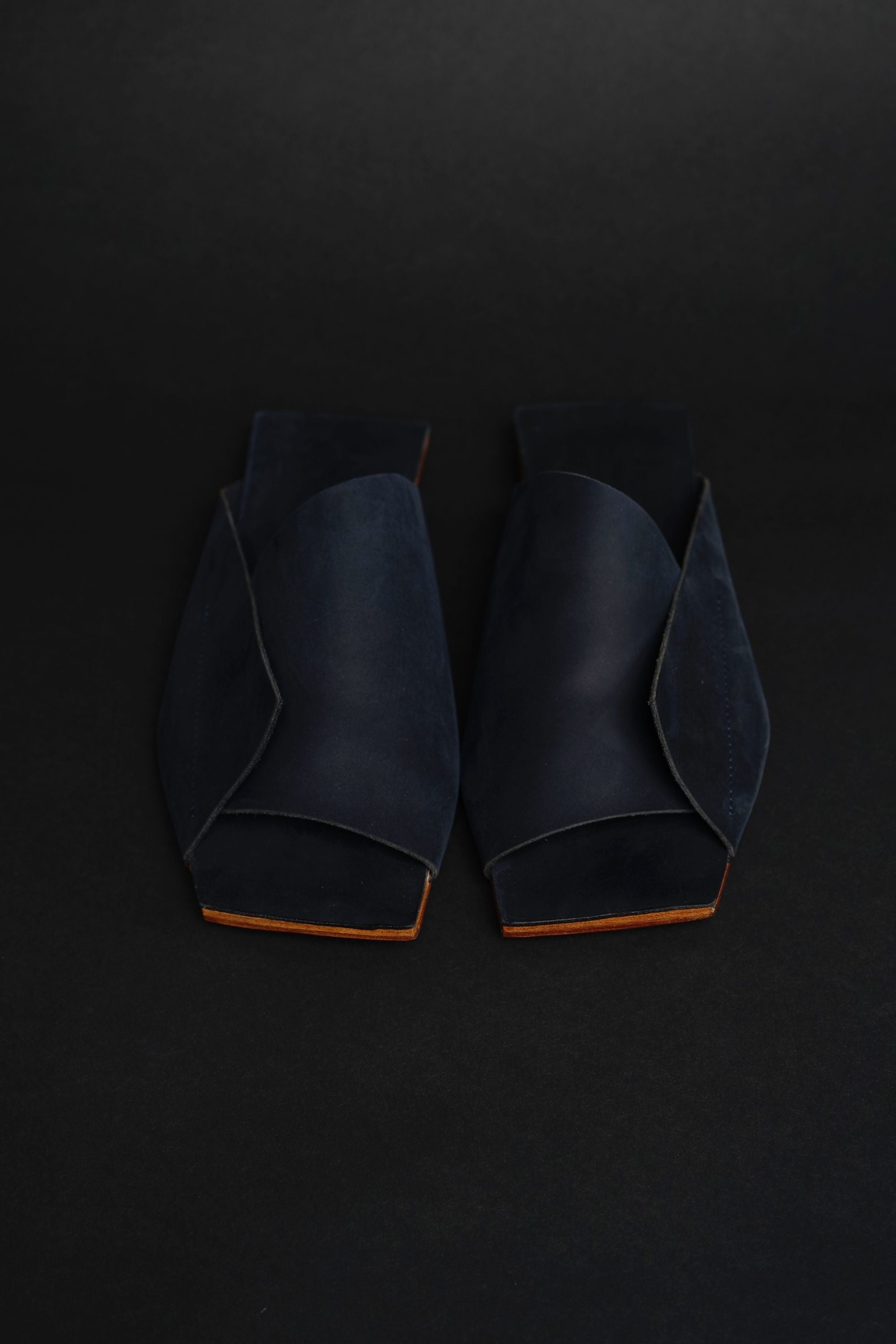 Amos Handcrafted Navy Leather Slides - premium quality - NINObrand