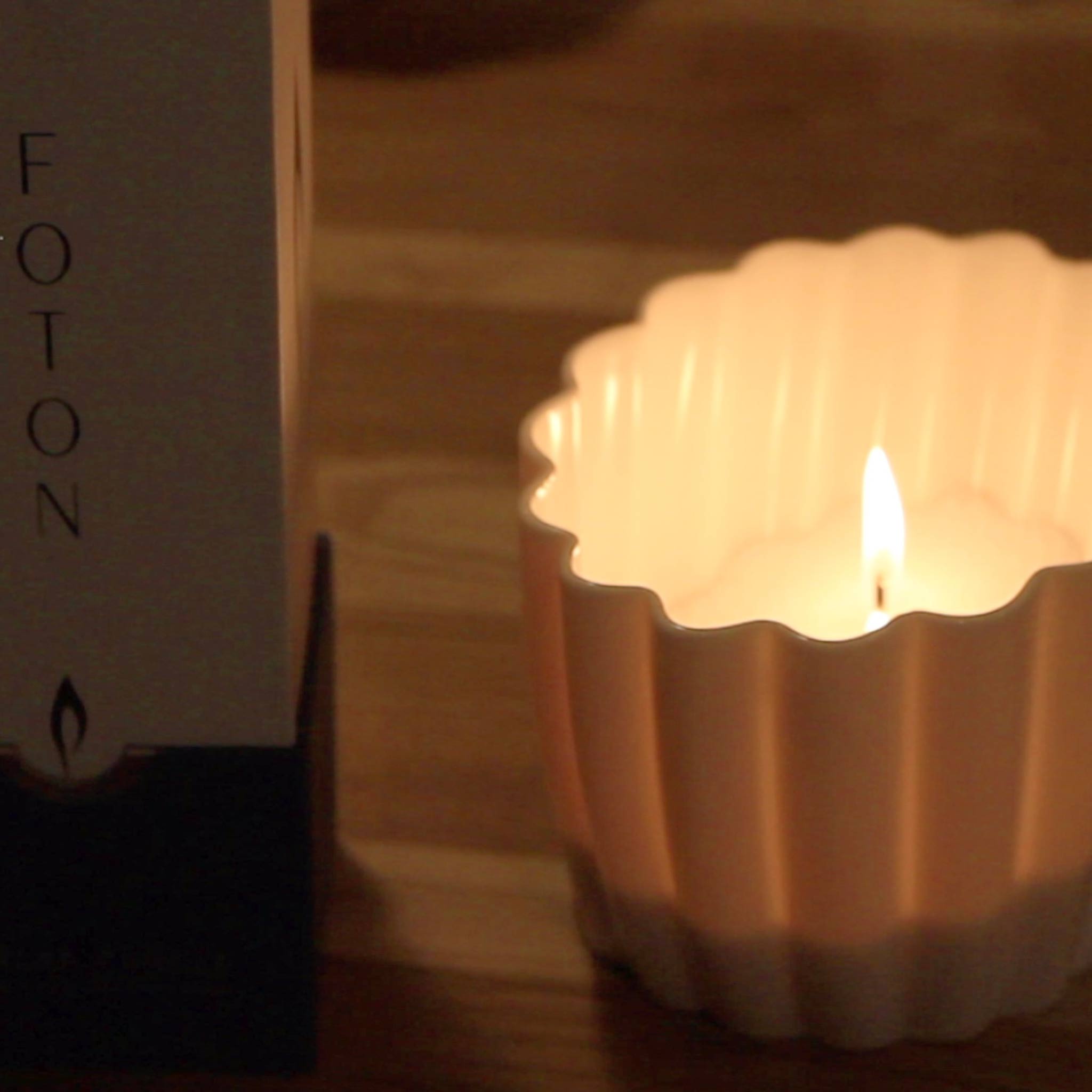 Close-up detail showing quality craftsmanship and materials - Elysian Fluted Porcelain Candle Holder