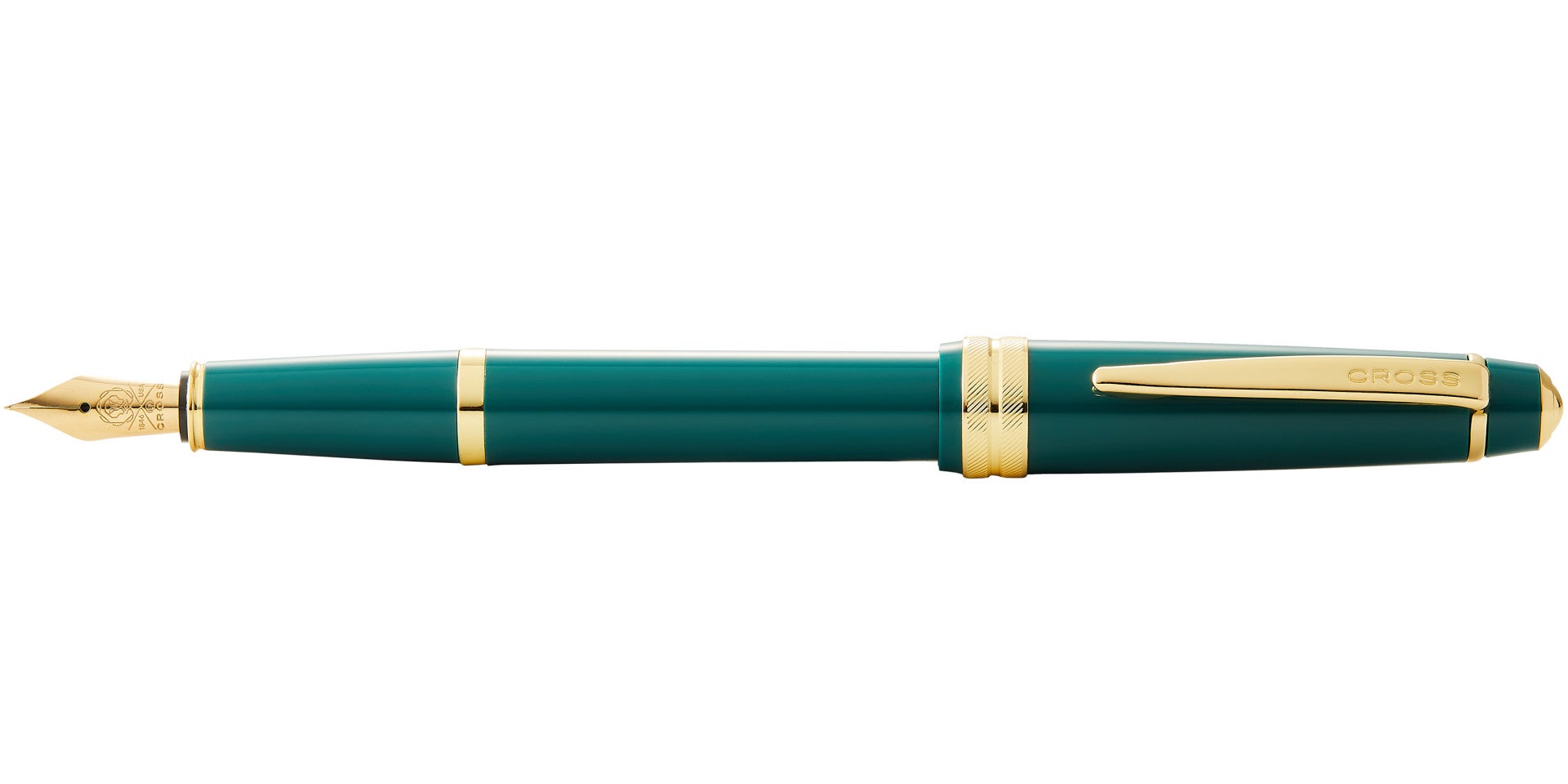 Lifestyle photo showing A.T. Cross Bailey Light Polished Green Resin and Gold Tone Extra- in use - A.T. Cross