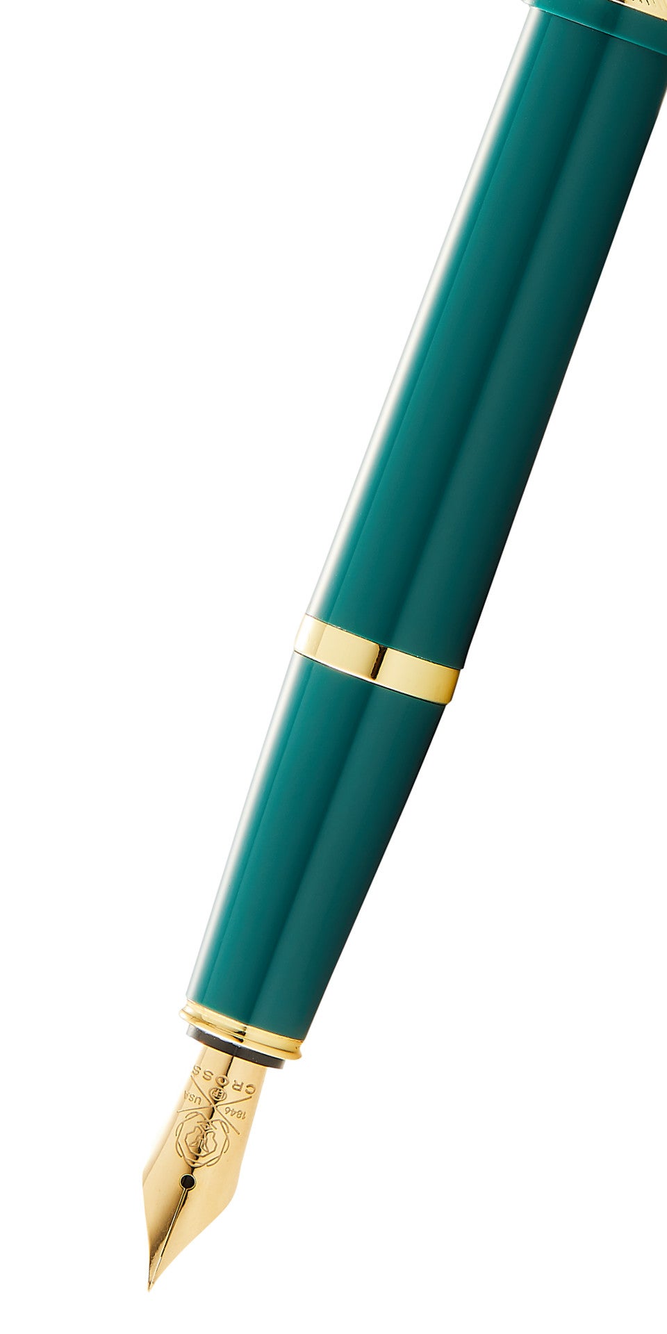 Close-up detail showing quality craftsmanship and materials - A.T. Cross Bailey Light Polished Green Resin and Gold Tone E