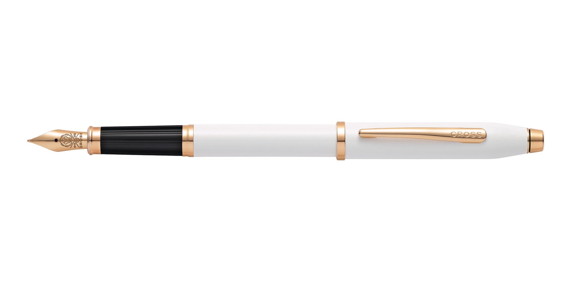 Lifestyle photo showing A.T. Cross Century II Pearlescent White Lacquer Medium Nib Founta in use - A.T. Cross