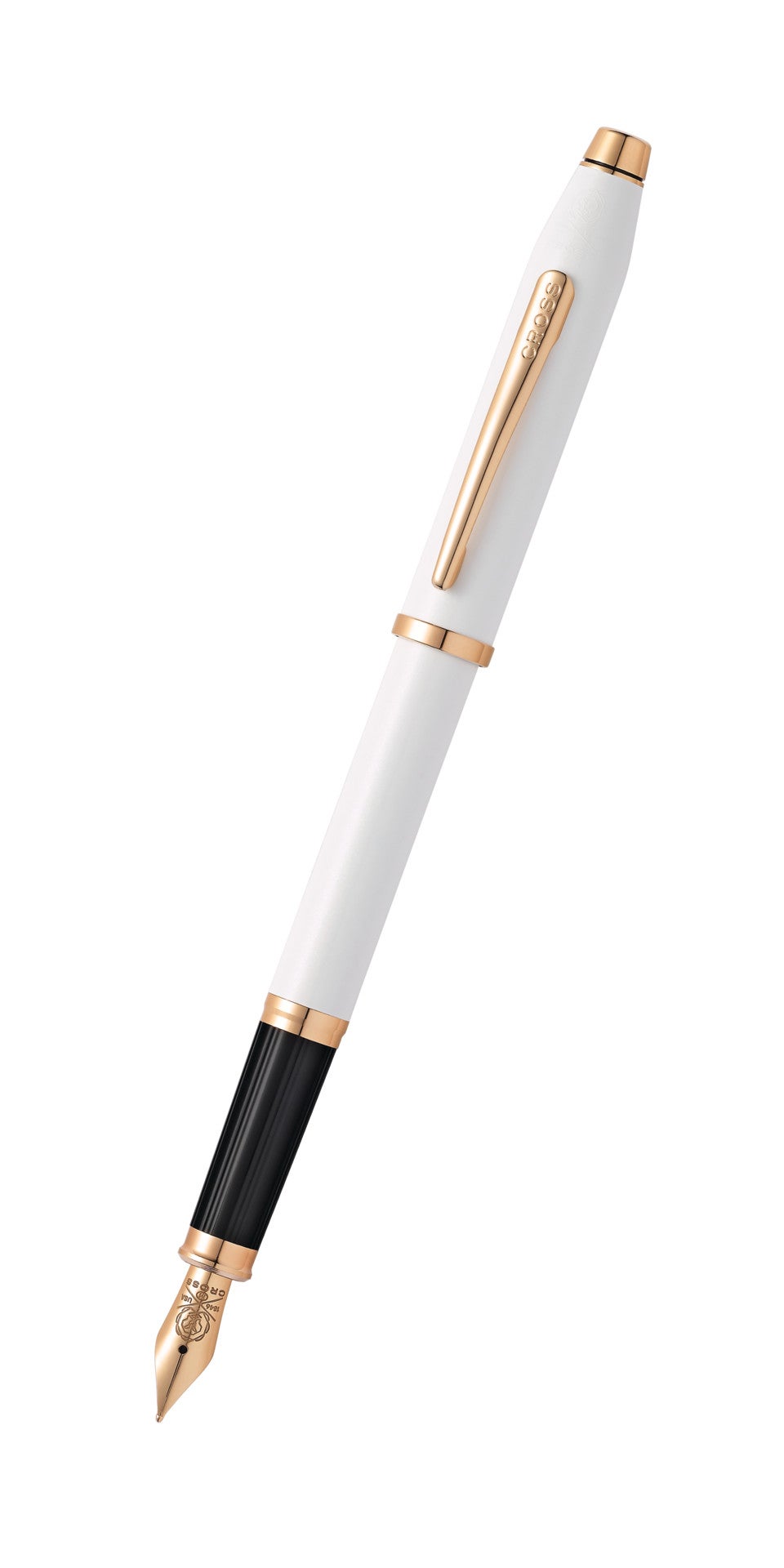 A.T. Cross Century II Pearlescent White Lacquer Medium Nib Fountain Pe - premium quality - A.T. Cross