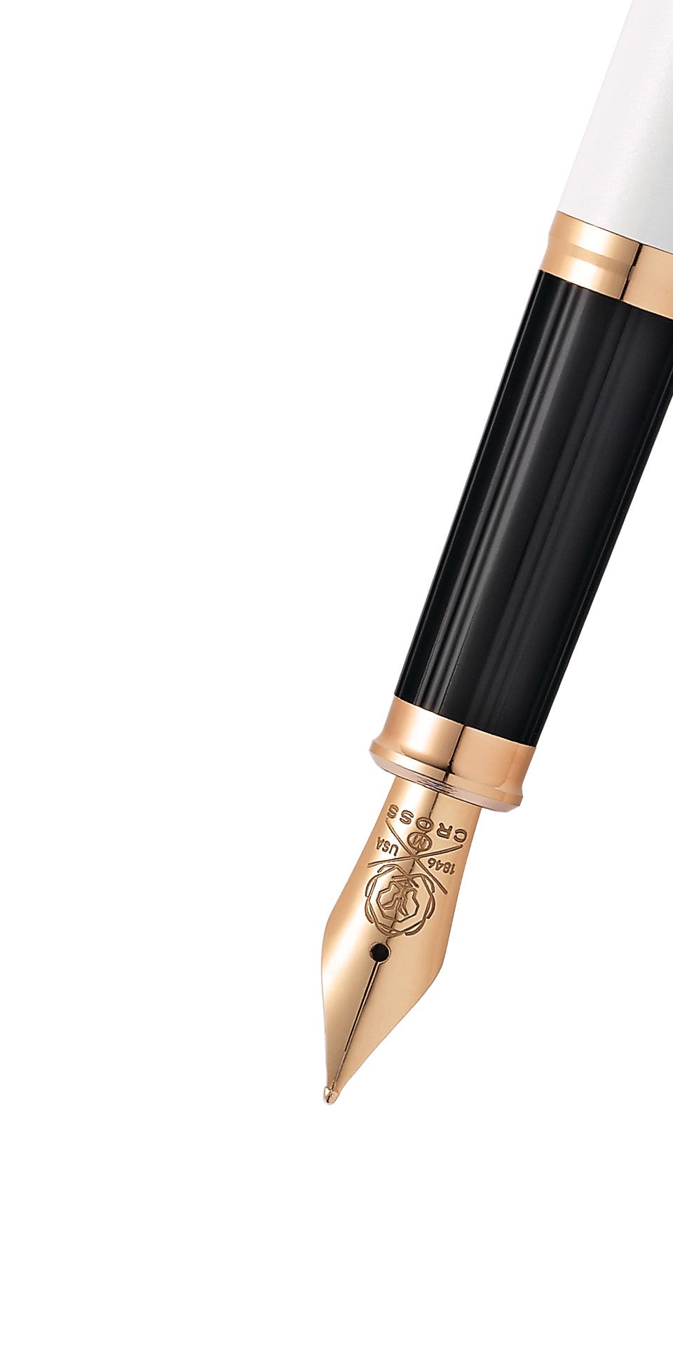 Close-up detail showing quality craftsmanship and materials - A.T. Cross Century II Pearlescent White Lacquer Medium Nib F