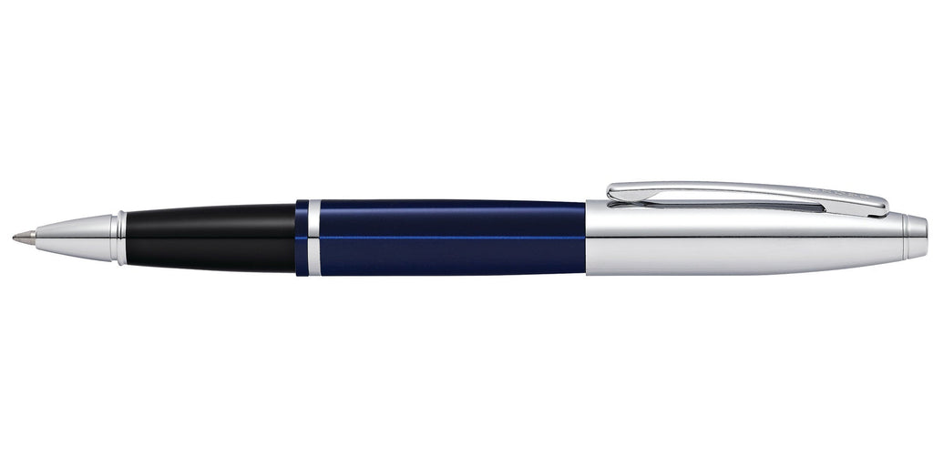 Product view 4 - A.T. Cross Calais Chrome & Blue Lacquer Rollerball Pen - Natural Left- - A.T. Cross