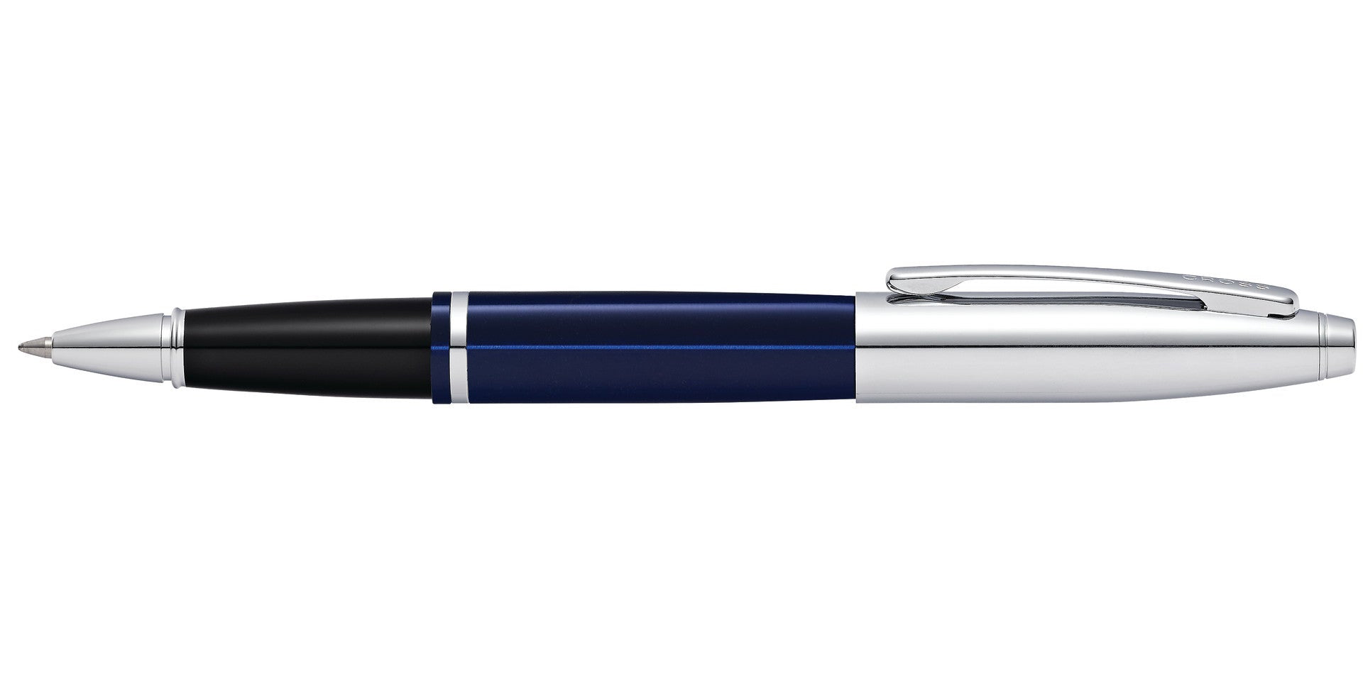 Product view 4 - A.T. Cross Calais Chrome & Blue Lacquer Rollerball Pen - Natural Left- - A.T. Cross