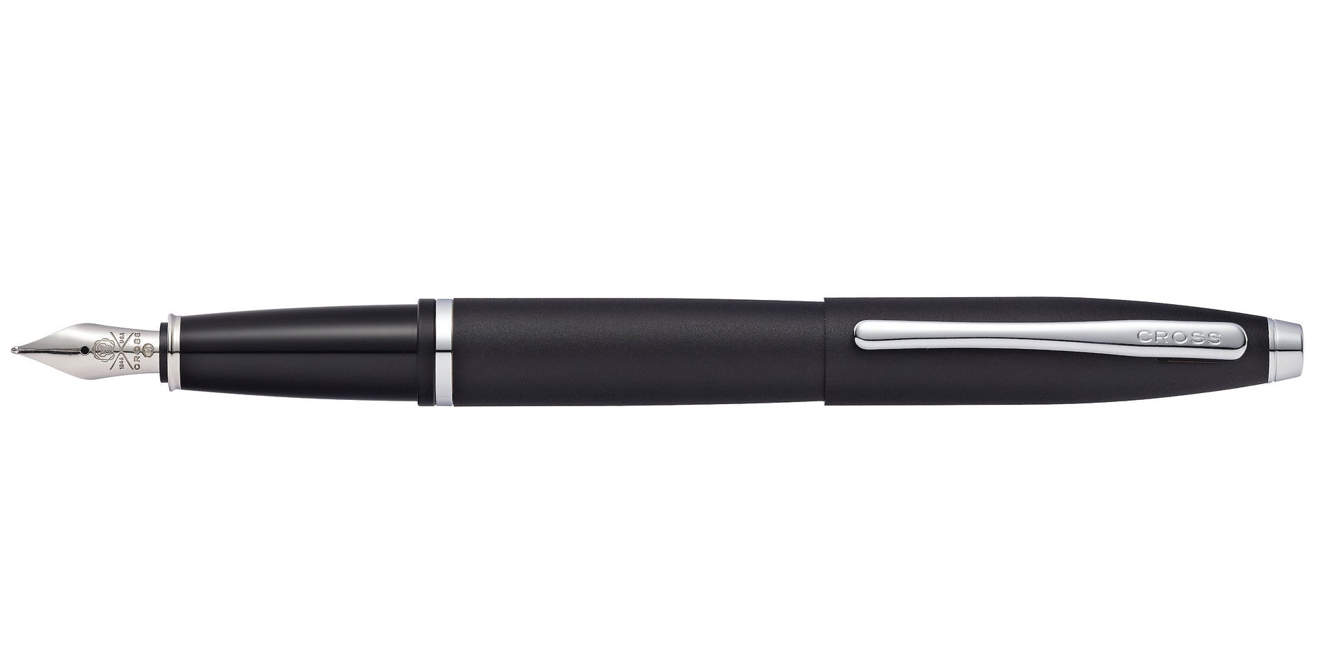 Lifestyle photo showing A.T. Cross Calais Matte Black Medium Nib Fountain Pen in use - A.T. Cross