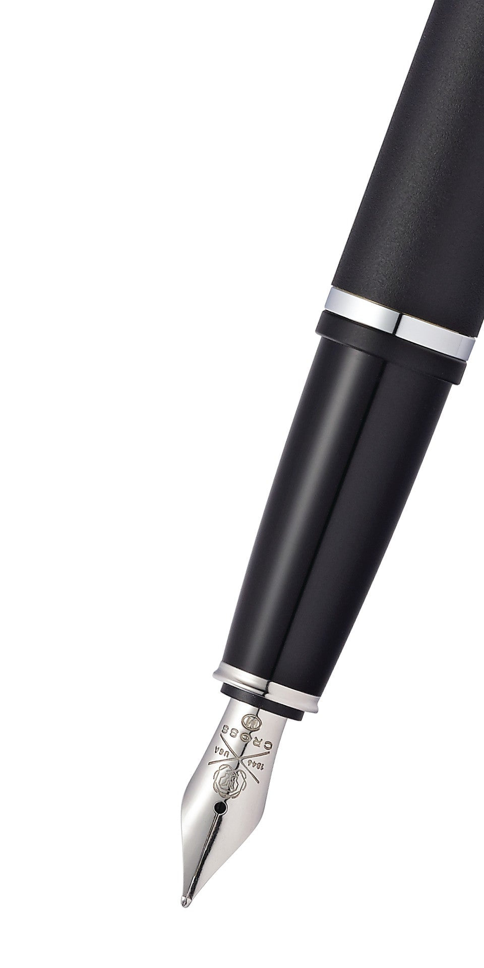 Close-up detail showing quality craftsmanship and materials - A.T. Cross Calais Matte Black Medium Nib Fountain Pen