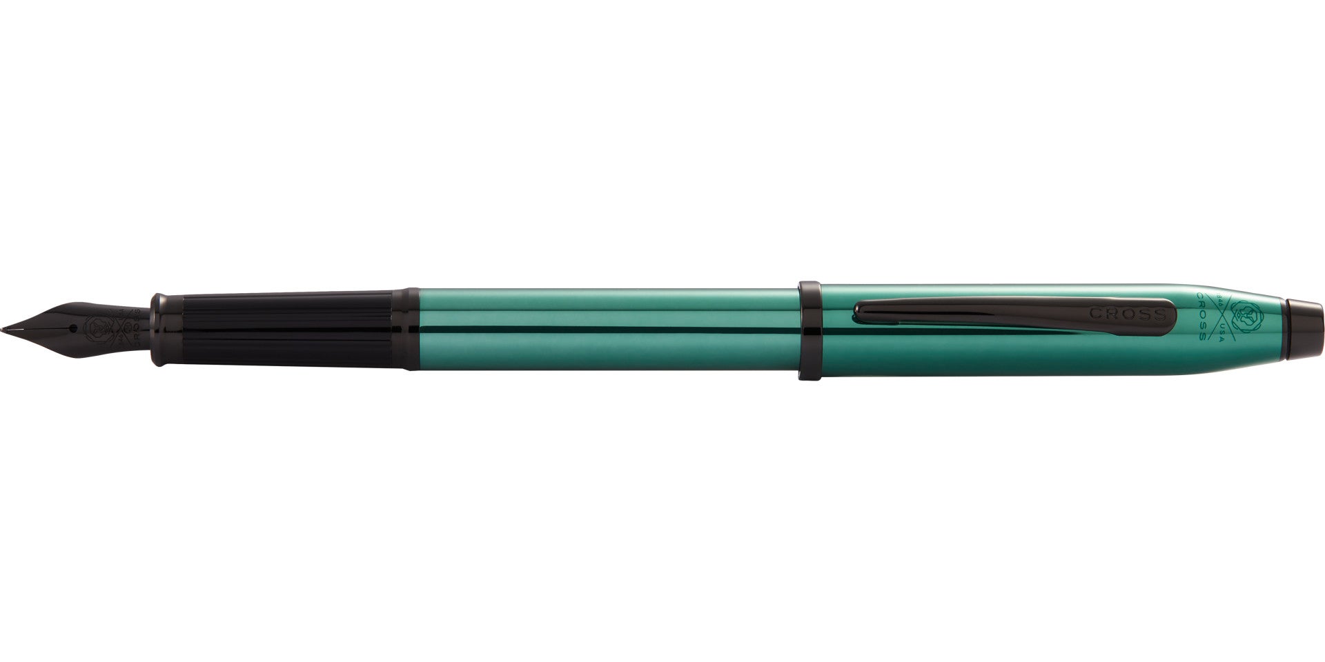 Lifestyle photo showing A.T. Cross Century II Translucent Green Lacquer Fine Nib Fountain in use - A.T. Cross