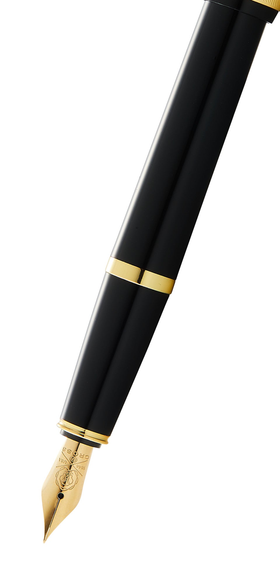 Close-up detail showing quality craftsmanship and materials - A.T. Cross Bailey Light Polished Black Resin and Gold Tone M