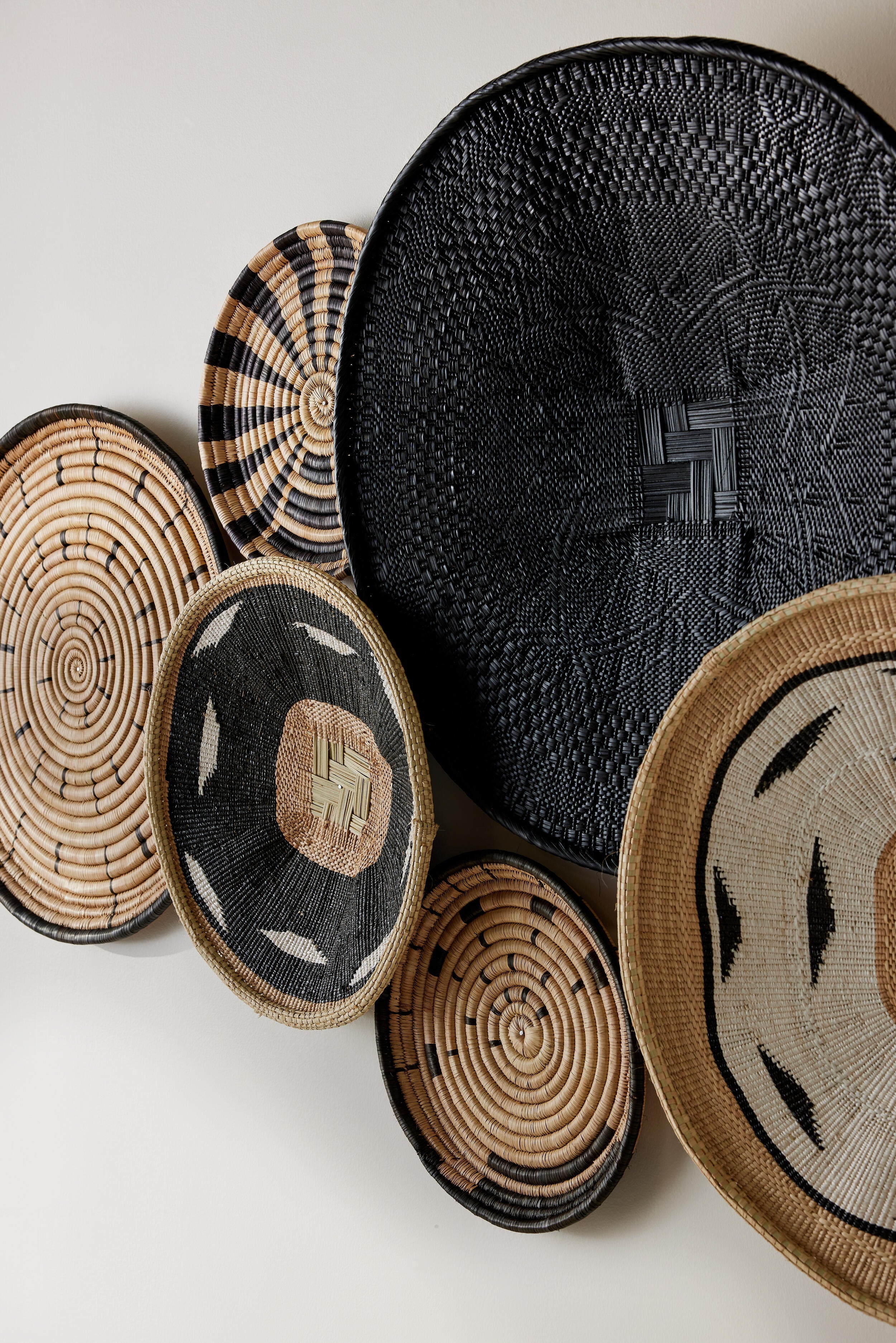 Product view 5 - Hand-Painted Black Binga Flat Basket - Kanju Interiors