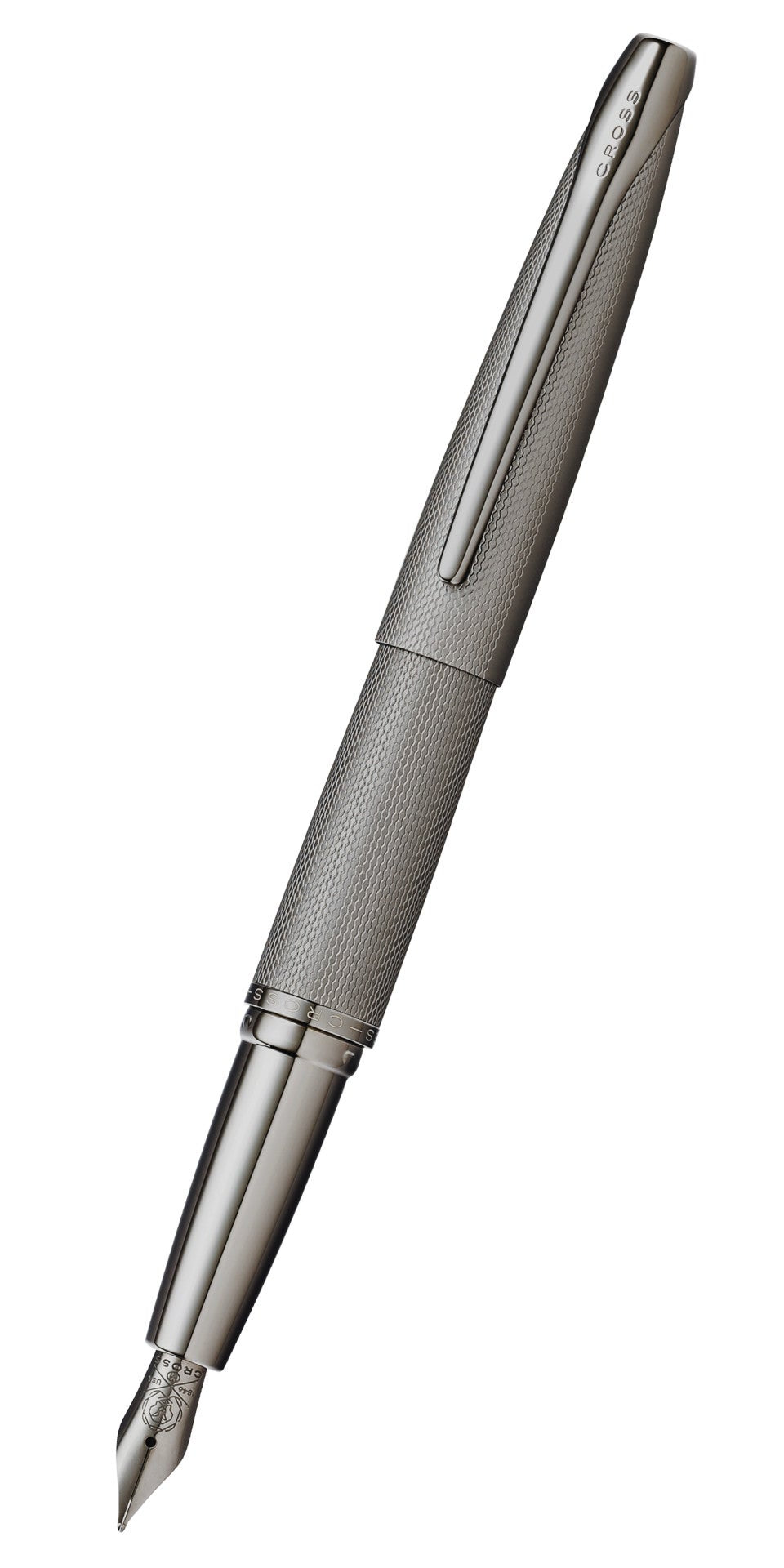 A.T. Cross ATX Sandblasted Titanium Gray Stainless Steel Medium Nib Fo - premium quality - A.T. Cross