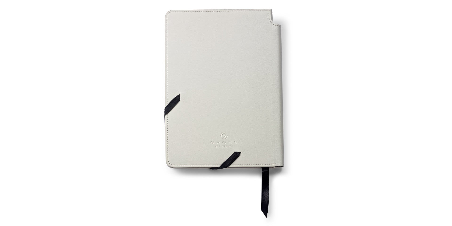 Lifestyle photo showing A.T. Cross Medium Classic White Journal - Natural Left-Handed Com in use - A.T. Cross