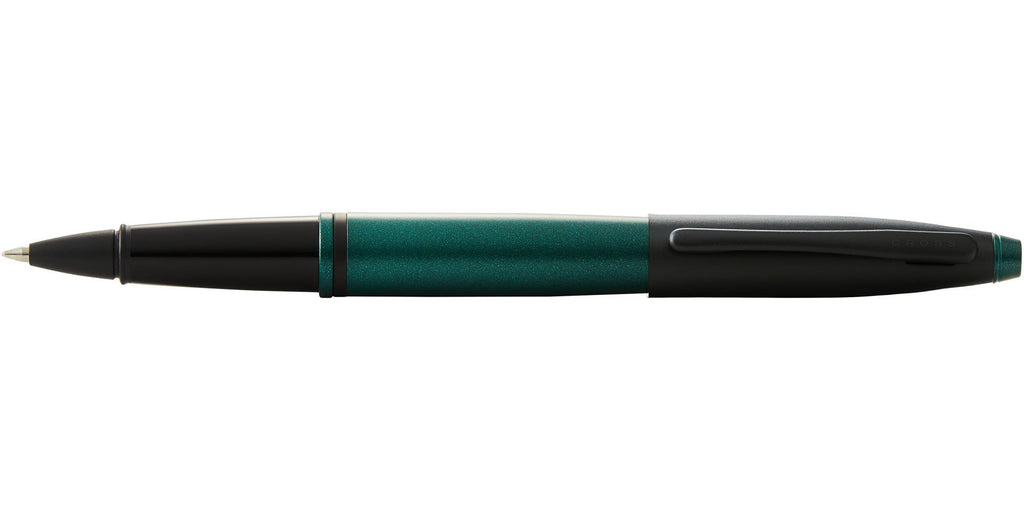 Lifestyle photo showing A.T. Cross Calais Matte Green and Black Lacquer Rollerball Pen -  in use - A.T. Cross