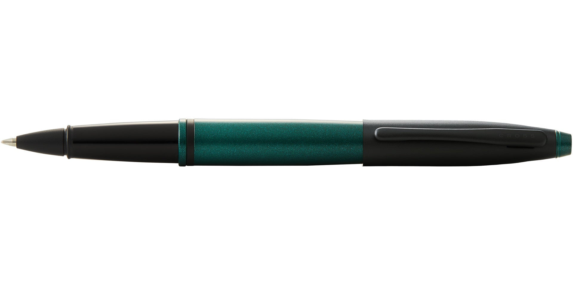 Lifestyle photo showing A.T. Cross Calais Matte Green and Black Lacquer Rollerball Pen -  in use - A.T. Cross