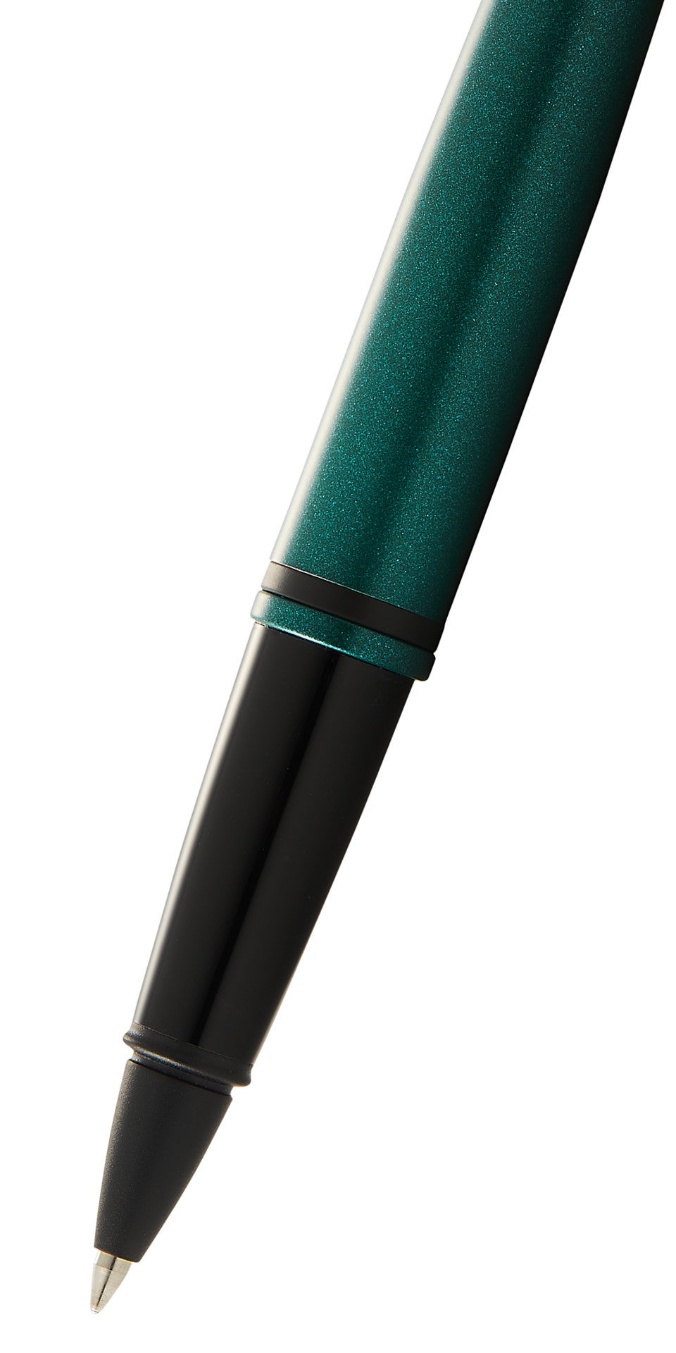 Close-up detail showing quality craftsmanship and materials - A.T. Cross Calais Matte Green and Black Lacquer Rollerball P