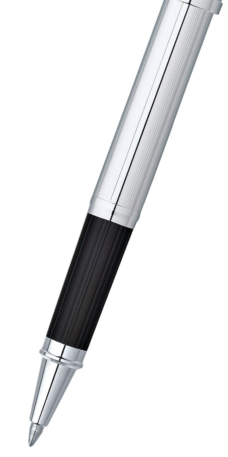 Close-up detail showing quality craftsmanship and materials - A.T. Cross Century II Lustrous Chrome Rollerball Pen - Natur
