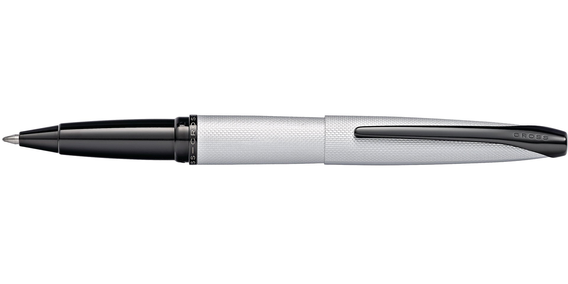 Lifestyle photo showing A.T. Cross ATX Brushed Chrome Rollerball Pen - Natural Left-Hande in use - A.T. Cross