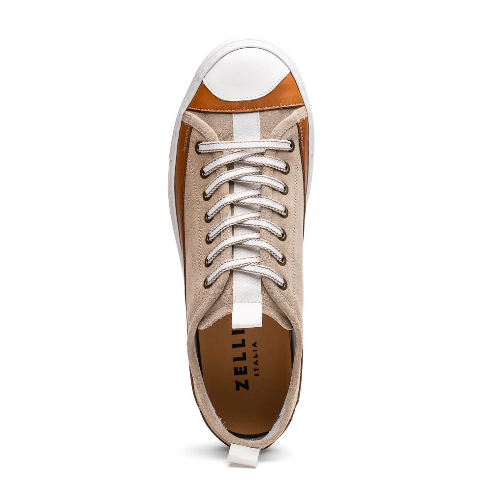 Product view 4 - LANDO Sueded Calfskin Sneaker Taupe - Zelli Italia