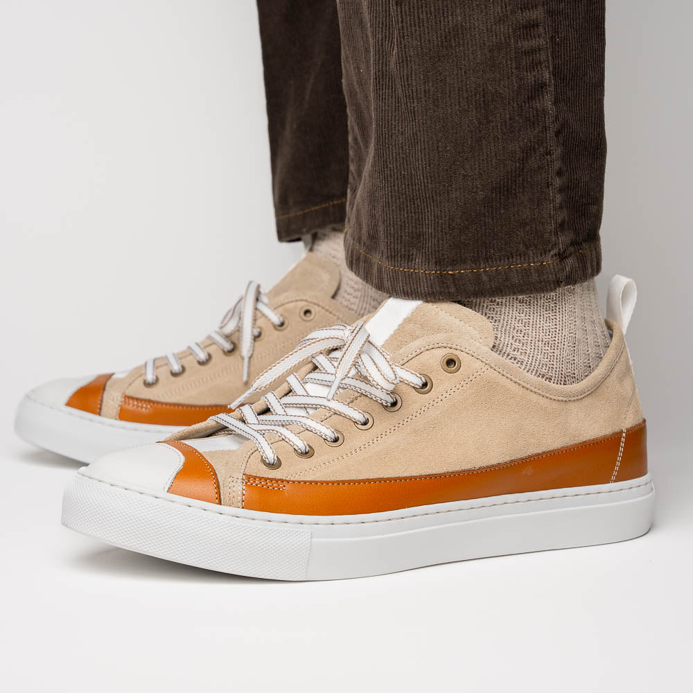 Product view 6 - LANDO Sueded Calfskin Sneaker Taupe - Zelli Italia