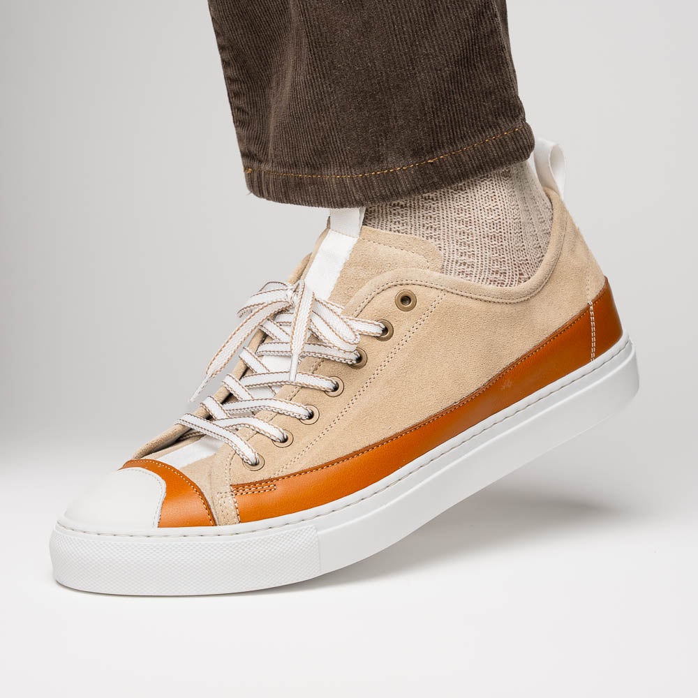 Product view 7 - LANDO Sueded Calfskin Sneaker Taupe - Zelli Italia