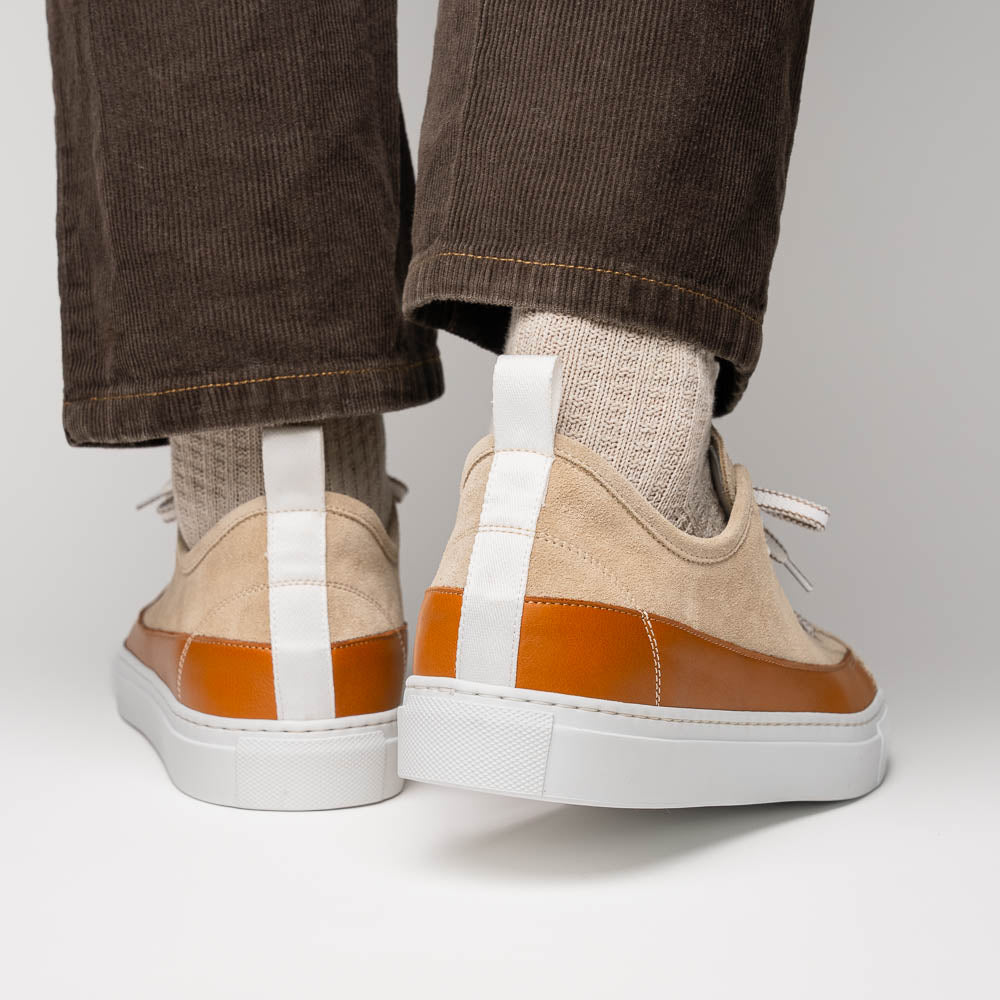 Product view 8 - LANDO Sueded Calfskin Sneaker Taupe - Zelli Italia