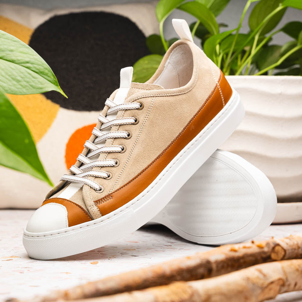 Product view 11 - LANDO Sueded Calfskin Sneaker Taupe - Zelli Italia