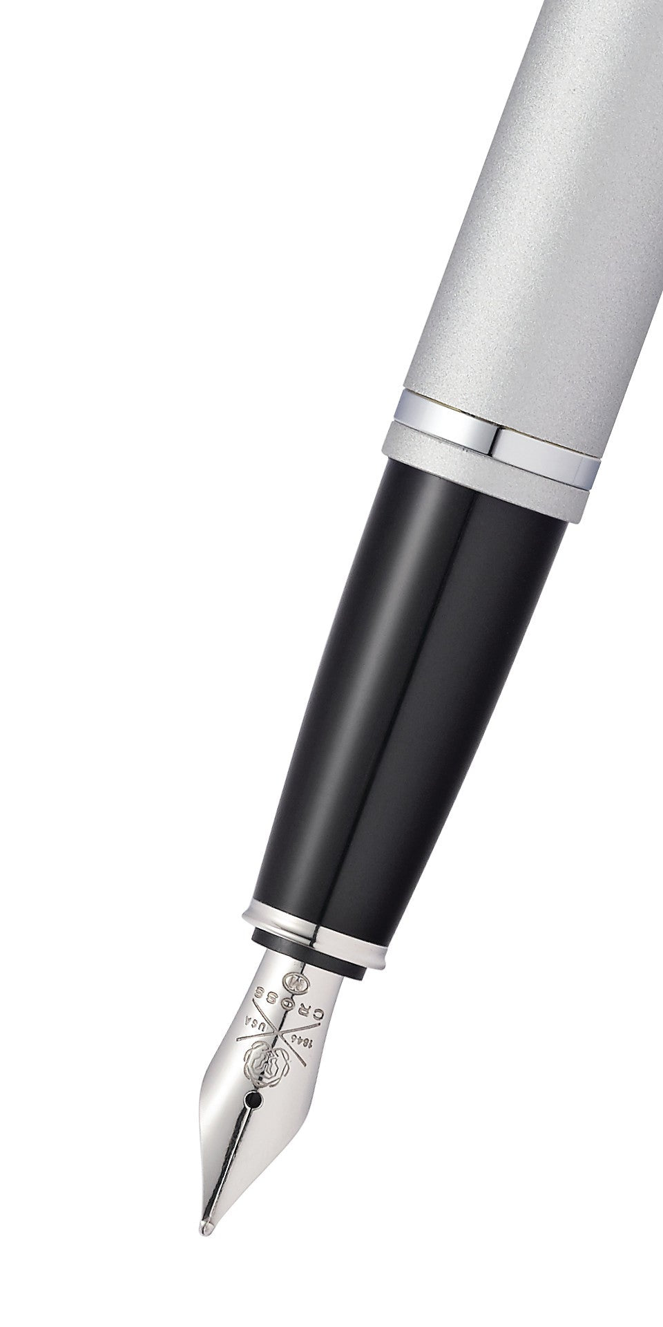 Close-up detail showing quality craftsmanship and materials - A.T. Cross Calais Satin Chrome Stainless Steel Medium Nib Fo