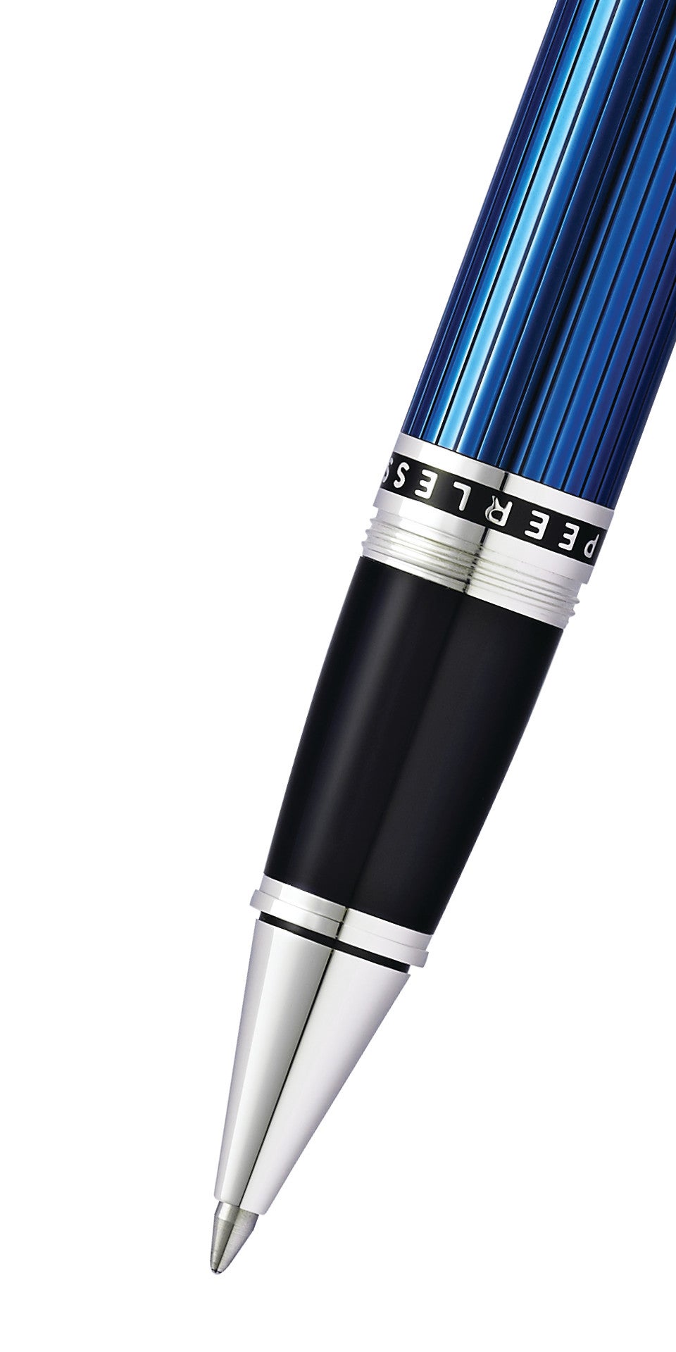 Close-up detail showing quality craftsmanship and materials - A.T. Cross Peerless Translucent Quartz Blue Engraved Lacquer