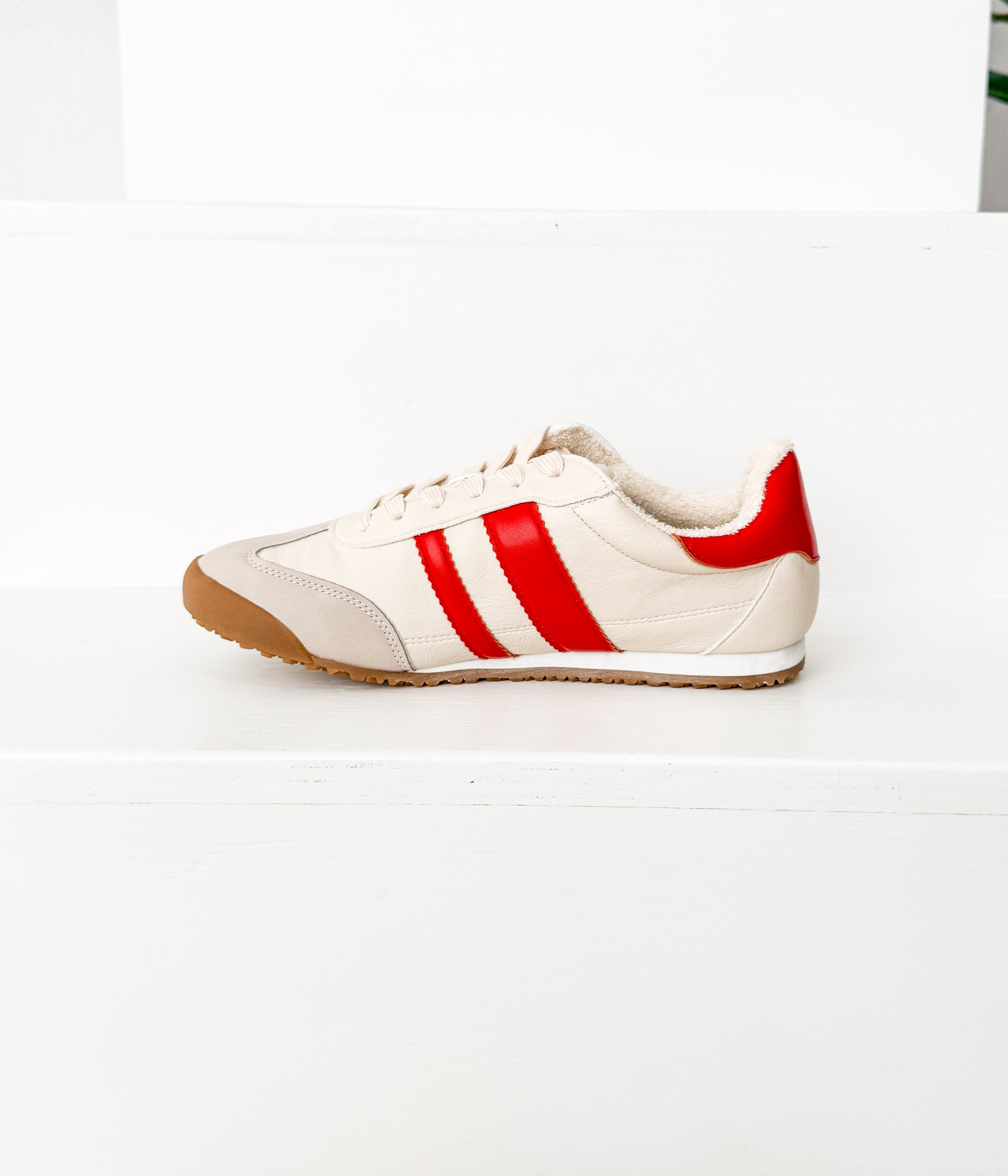 Product view 5 - Madrid Sneaker in Beige/Red - Naughty Monkey