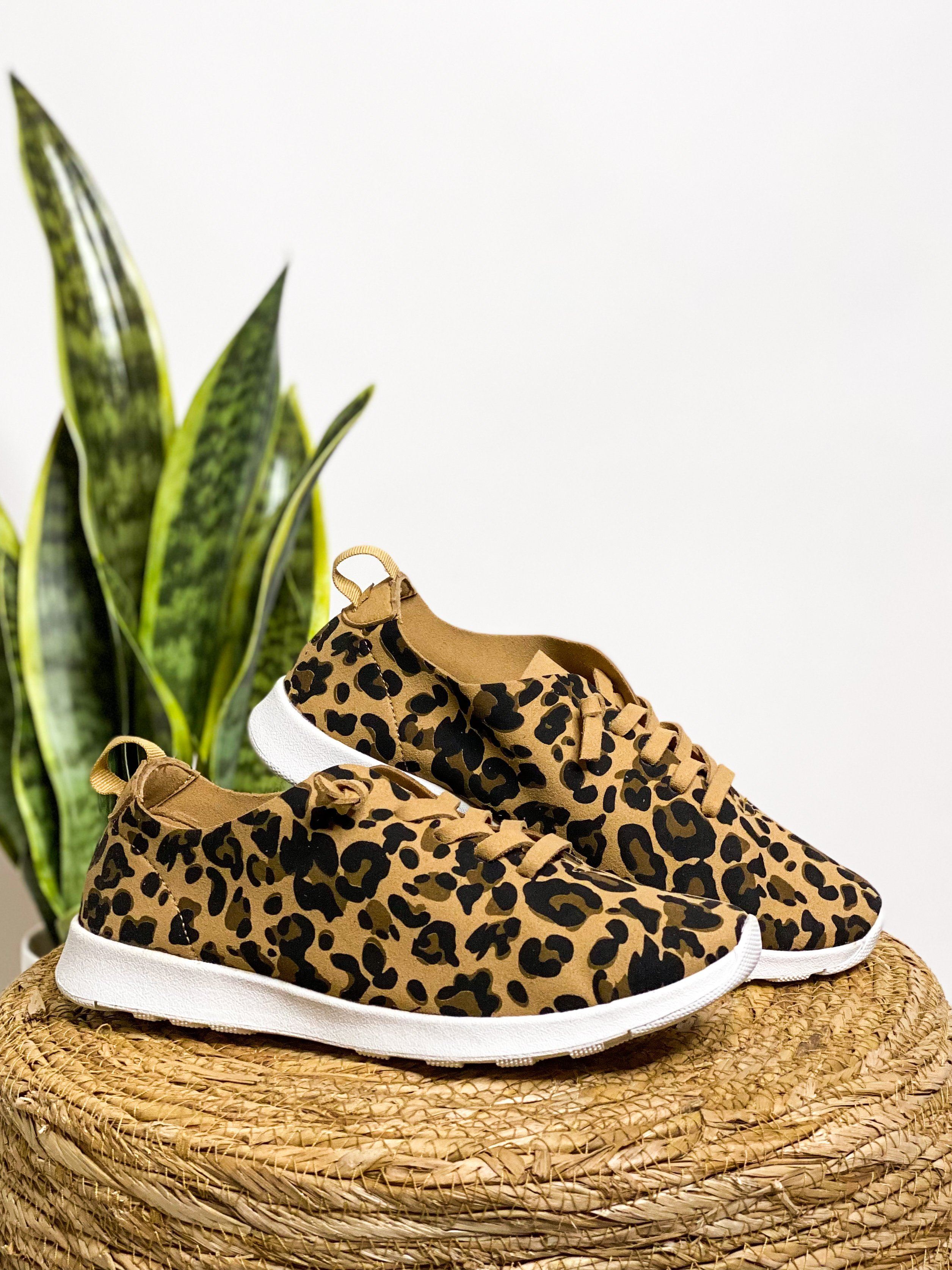 Lifestyle photo showing Mayo Sneaker in Leopard in use - Naughty Monkey