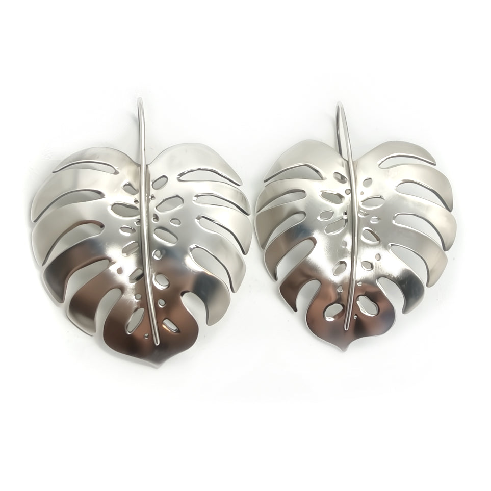 Monstera Earrings in Sterling Silver - Large - premium quality - Alison Morse