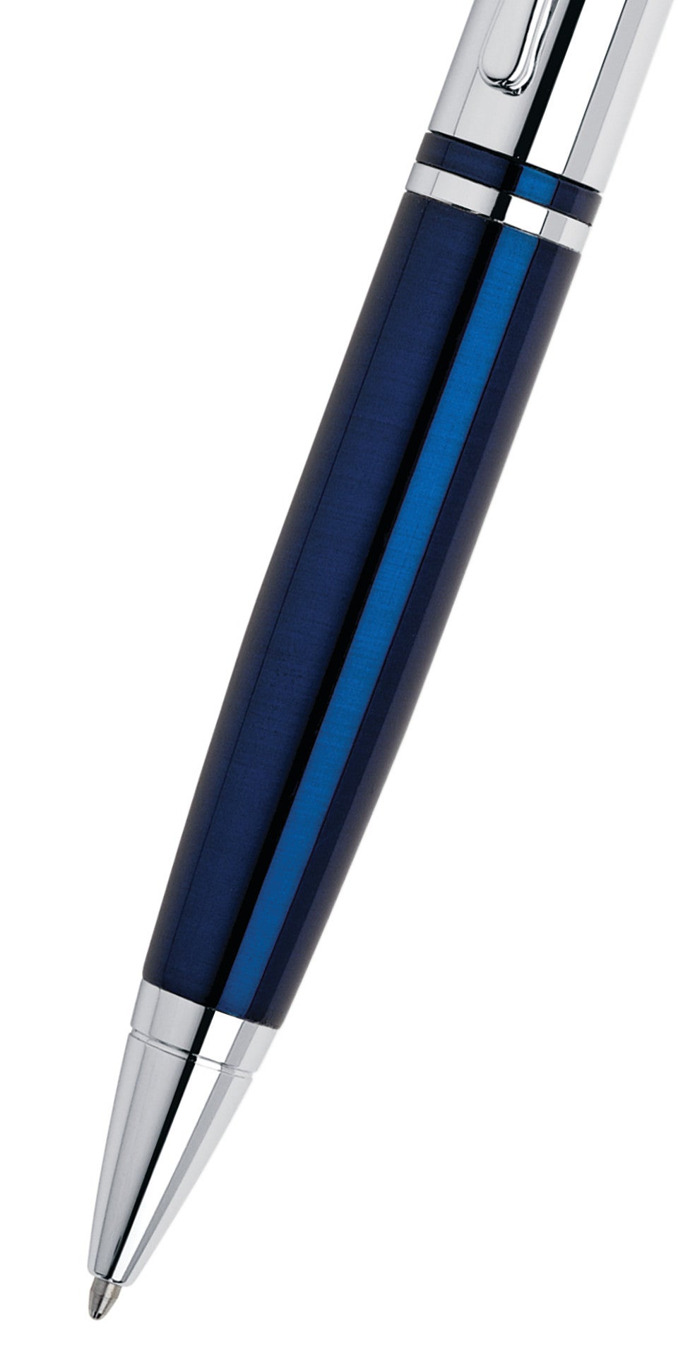 Close-up detail showing quality craftsmanship and materials - A.T. Cross Calais Chrome & Blue Lacquer Ballpoint Pen - Comf
